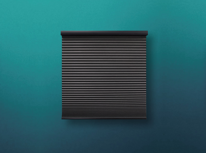 Legrand automated honeycomb shades in gray color